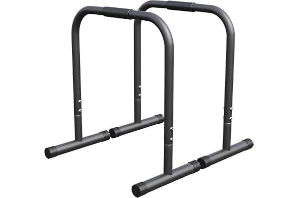 GORILLA SPORTS® Barres Parallèles - Paire, Hauteur 73 cm, Charge Max 200kg, Acier Haute, Noir/Bleu/Rouge - Station de Dip Parallettes, Dips Stand, Calisthenics, Push Up Bars, Musculation, Fitness, Gym