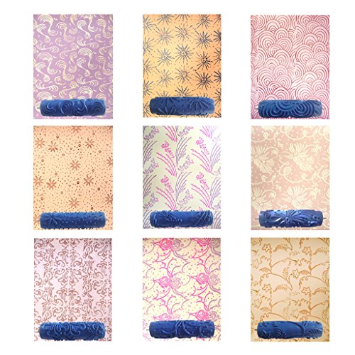 Generic 7 Zoll Wand Empaistic Malerrolle Farbrolle Werkzeug DIY Für Wand Dekoration Blumen Muster – Muster 9 - 3