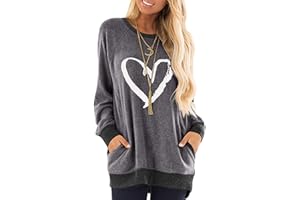 iChunhua Casual Women’s Long Sleeve Crewneck T Shirt Sweatshirt Tops with Pockets S-XXL