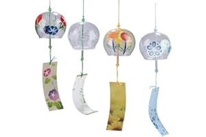 Falytemow Carillon éolien japonais avec petites clochettes à vent fait à la main en verre de style japonais pour cadeau d'anniversaire, décoration d'intérieur