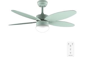 Cecotec - EnergySilence Aero 4260 Full Mint 40W DC Motor 42" Deckenventilator mit Licht mit LED Licht, Fernbedienung, Timer, 6 Geschwindigkeiten und 5 umkehrbaren Ventilatorflügeln