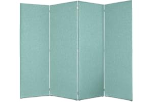 DESHOME - Separe divisorio interno dal design moderno, tessuto idrorepellente struttura in legno 4 ante - Separè divisorio paravento richiudibile pieghevole (Menta)