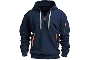 NLAND Sweats à Capuche Homme pour Hiver et Automne Veste Homme à Demi Zippé Hoodie Longues Sweatshirt de Sport Décontractée avec Multi Poches