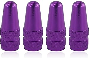 AMANDELIZABE 4 pezzi tappi per valvole in alluminio, tappo della valvola, tappo valvola della francese, viola, per biciclette, mountain bike, bici da strada, bicicletta pieghevole