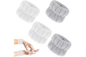Abeillo 4 Stück Handgelenk Spa Waschband Mikrofaser Gesichtswasch Armbänder Korallen Saugfähiges Armband zum Waschen, Handgelenktücher für Waschen Gesicht und Dusche