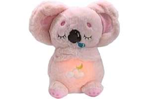 Générique Koala Qui Respire pour Adulte, 2026 Peluche Lumineuse avec Musique et Lumière Douce sur Le Ventre, Compagnon de Sommeil Idéal pour Soulager l'Anxiété (Rose1)