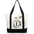 TOPDesign Embroidery Initial Canvas Tote Bag, Personalized Present Bag, Suitable for Wedding, Birthday, Beach, Holiday, is a Great Gift for Women, Mom, Teachers, Friends, Bridesmaids