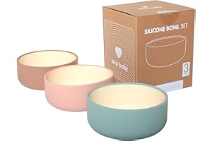 ana baby Pack of 3 Silicone Bowls in Pastel Colours, Food Grade Silicone & BPA Free, Perfect for Weaning, Dishwasher & Microwave Safe