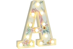 Vimlits Light Up Letters for Girls, Unicorn Gifts for Girls Bedroom LED Letter Lights Warm White Alphabet Sign Birthday Party Decorations Night Light Christmas Valentine Wall Table Decor - A