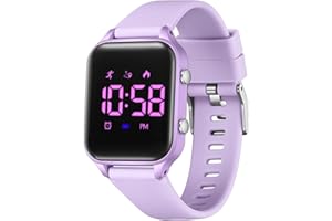Timever orologio digitale bambina bambini con contapassi,sveglia,cronometro,luce,data-orologio per ragazzi e ragazze senza app e telefono con cinturino in silicone