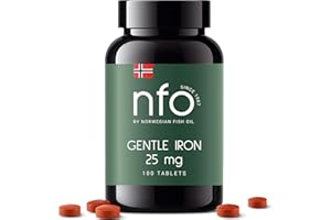 NFO GENTLE IRON [100 Tabletten] Norwegischer natürlicher hochdosierter Eisenkomplex Mit der patentierten Ferrochel-Formel – der bioverfügbarsten Form gegen Eisenmangel in 1 Kapsel Effizienter um 90%