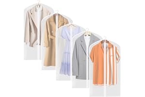 FEBYLIU Dress Bag - 5pcs Garment Bags Dustproof Suit Covers Moth Proof Translucent Waterproof Anti-mite Breathable PEVA Clothes Protectors 60x120cm