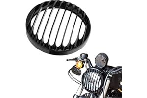 MUTUER Motorcycle Headlight Grill Cover 5 3/4" Aluminum Fog Light Protector Guard Lamp Cover Round Headlight Grill Cover for Sportster XL 883 1200 2004-2014 Black