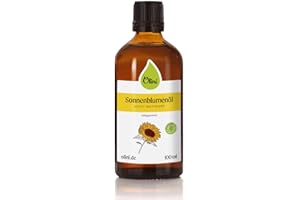 ‎OLINI OLINI Sonnenblumenöl 100 ml Immer Frisch Gepresst Kalt Gepresst bis zu 40°C Natürliches Öl Unraffiniert Geschmack nach Frischen Sonnenblumenkernen eine Ergänzung Ihrer Küche Glasflasche