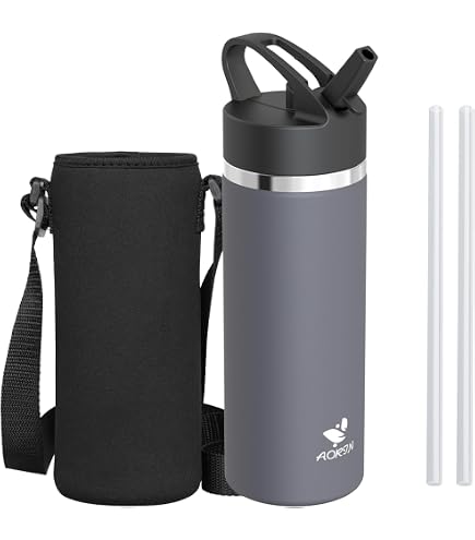 GXCROR Trinkflasche 2L,Trinkflasche Mit Strohhalm,Auslaufsicher,Spülmaschinenfest,mit