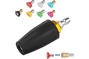 RHHGHY Turbo Nozzle for Pressure Washer, 3000PSI Max Rotating Spray Turbo Nozzle, Quick Release Turbo Nozzle Power Washer Tips with 1/4" Quick Connect and 7 Nozzle Tips, Nozzle Accessory for Greden, Car