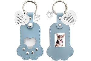 SHANDADDY Juego de 2 llaveros con diseño de huellas de huellas de perro, recuerdo de mascotas, bolsa para guardar fotos y pelo, hecha a mano de piel de grano completo, regalo conmemorativo emocional para perros