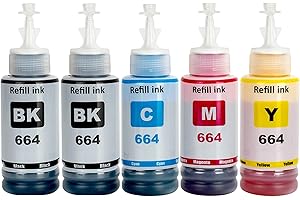 LAIPENG Compatible 664 Ink Bottle Refills T664 6641 6642 6643 6644 for ET-2500 ET-2550 ET-2600 ET-2650 ET-3600 ET-4500 ET-4550 ET-14000 ET-15000 ET-16500 L100 L110 L200 L210 (BK*2/C/M/Y)