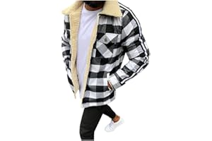 Duohropke Herren Thermohemd Holzfäller Hoodie Jacke Kariert Warm Gefüttert Winter Holzfällerhemd Winterjacke Flanellhemd Baumwolle Arbeitshemd