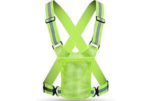 XYUXWLG Reflective Vest, Reflective Running Gears High Visibility Safety Vest Adjustable Reflective Gear with Pocket for Night Walking, Jogging, Cycling