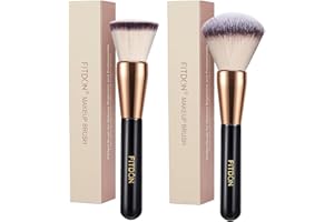 ‎FITDON Foundation Makeup Pinsel und Puderpinsel, FITDON 2 Stück Kabuki Schminkpinsel Bronzer Blush Pinsel für Flüssigkeit, Creme und Puder