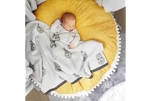 Admir Rond Coton Tapis De Salon Chambre Enfants, Doux Tapis d'enfant Bébé Tapis Rampant Coussin De Sol Tapis Enfants Playmat Chambre Tatami -Jaune 90(35inch)