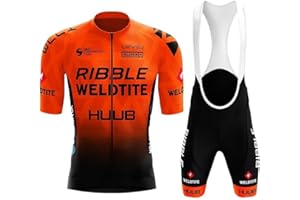 louizumify Maillots de ciclismo de manga corta para hombre Conjunto de ropa de verano, culottes de ciclismo con acolchado de gel 3D