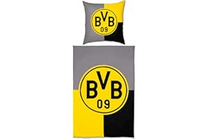 Borussia Dortmund Unisex – dwustronna pościel BVB dla dorosłych czarno-żółta 135 x 200 cm, wielokolorowa
