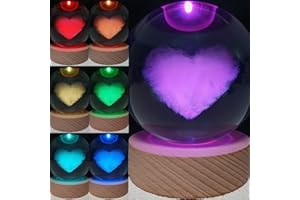 UNIQICON Sfera di Cristallo 3D Cuore, K9 Sfera di Cristallo 80mm, LED luce notturna, Messaggio Vocale, con Base in Legno, Regalo per Anniversario, Compleanno, Festa della Mamma, Papà, San Valentino, Ornaments