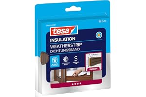 tesa INSULATION tätningstejp S - 6 m x 9 mm x 4 mm - brun | Självhäftande gummitätning för att täta springor vid fönster och dörrar - skydd mot kyla, värme, buller och fukt