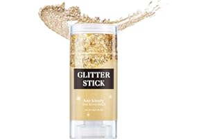 MTUVKGT Body Glitter Gel Stick, Sparkle Chunky Glitter Corpo, Holographic Mermaid Paillettes Brillantini Make Up per Viso Corpo Capelli, Festival Glitter Party Makeup Decorazione Arte Fai da Te (gold)