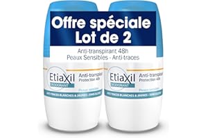 ETIAXIL - Anti-transpirant - Traitement Transpiration Modérée - Aisselles - Protection 48h - Roll On - Fabriqué en France - 50 ml - Lot de 2
