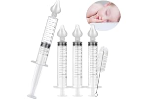 AVIDA ZEN Seringue Nasale Bebe – Lot de 4 Mouches Bebe + OFFERT 1 Brosse de Nettoyage - Mouche-Bébé Manuel - Embout Mouche Bébé Souple pour Lavage de Nez Sans Douleurs!