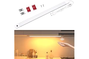 ‎HENSAM Hensam Kitchen LED Under-Unit Light, 42 cm Light Strip Kitchen with Hand Wave Activated, Kitchen Under-Unit Light Lighting for Kitchens, Cupboards, Workbenches, 3000 K Warm White