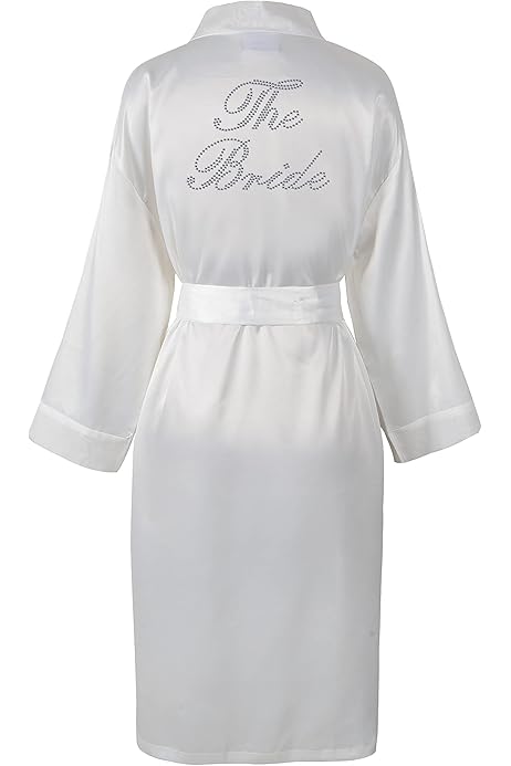 Addio Al Nubilato Vestaglia Sposa In Raso Con Pantofole Set