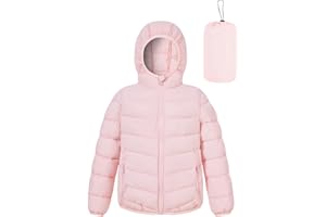 Fanient Girls' Coats Winter Hooded Jacket Kids Classic Solid Color Coat Warm Windproof Outerwear 4-12 Years