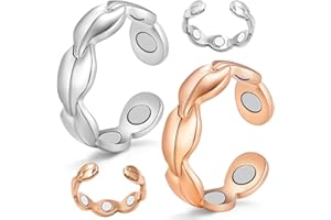 Vicmag Anneaux magnétiques en cuivre pour femmes et hommes ultra résistants 99,99 % cuivre pur solide taille réglable avec boîte cadeau