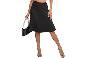 EXCHIC Femmes Millésime A Ligne Stretch Taille Haute Élastique Midi Jupe Uniforme Évasé Longueur Jupes