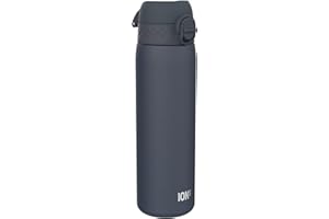 ION8 Vacuum Insulated Steel Water Bottle, 500 ml/17 oz, Leak Proof, Easy to Open, Secure Lock, Dishwasher Safe, Fits Cup Holders, Carry Handle, Scratch Resistant, Metal Water Bottle