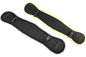 WILLIAM HUNTER EQUESTRIAN HyCOMFORT Girth Cover - Provides Comfort & Prevents Rubbing For The Horses - 80cm - Available In Black Or Black / Natural