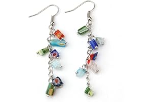 Skyllc® Perline in vetro Murano lungo gancio orecchini per donne ragazze