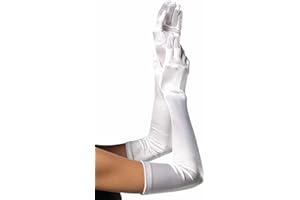 LEG AVENUE 16B - wyjątkowo długie rękawiczki satynowe, białe, rozmiar uniwersalny, damski kostium karnawałowy