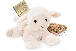 ‎HABIBI Habibi Plush Wärmekissen/Stofftier f. Kinder und Erwachsene – 1838 Lämmchen/Schaf mit Hirsefüllung, Wärmekuscheltier zum Erwärmen in der Mikrowelle/Backofen, ideal auch für Babys