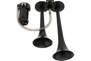 DriSentri Air Horn Kit for Truck, 12V 150dB Super Loud Dual Trumpet Air Horn Kit with Compressor for Trucks Lorrys Trains Boats Cars Vans, Black