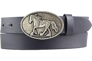 BELTINGER Cintura per bambini per cavalieri con fibbia in pelle bovina integrale da 3 cm | Cintura per cavalieri da 30 mm per calzoni da equitazione | con motivo di cavalli