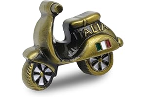 LEDDY LIVING Magnes na lodówkę włoski metalowy skuter pamiątka z Włoch flaga dekoracja domu kuchnia prezent podróżny kolekcja magnesy na lodówkę - pamiątka turystyczna (złoty)