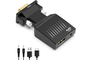 ANNADUE Convertidor Adaptador VGA a HDMI, Convertidor de Fuente VGA a Pantalla HDMI, Adaptador de Vídeo Activo VGA a Hembra HDMI 1080P 60 Hz para Computadora, Computadora Portátil,