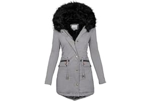KALORYWEE SUMMER Winter Coats Women Warm Faux Fur Lining Hooded Coat Ladies Plus Size Thicken Jackets Mid-Long Outwear S-5XL KaloryWee