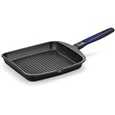 BRA Advanced | 11" Cast Aluminum Stripe Grill | With Non-Stick, PFOA-Free Reinforced Superior Performance, Black and Blue