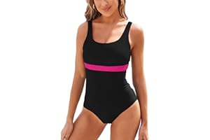 TcIFE Maillot de Bain Une pièce Femme Sport U-Back Swimsuit Taille Haute Amincissant Dos Nu Bra Push Up Rembourré Monokini